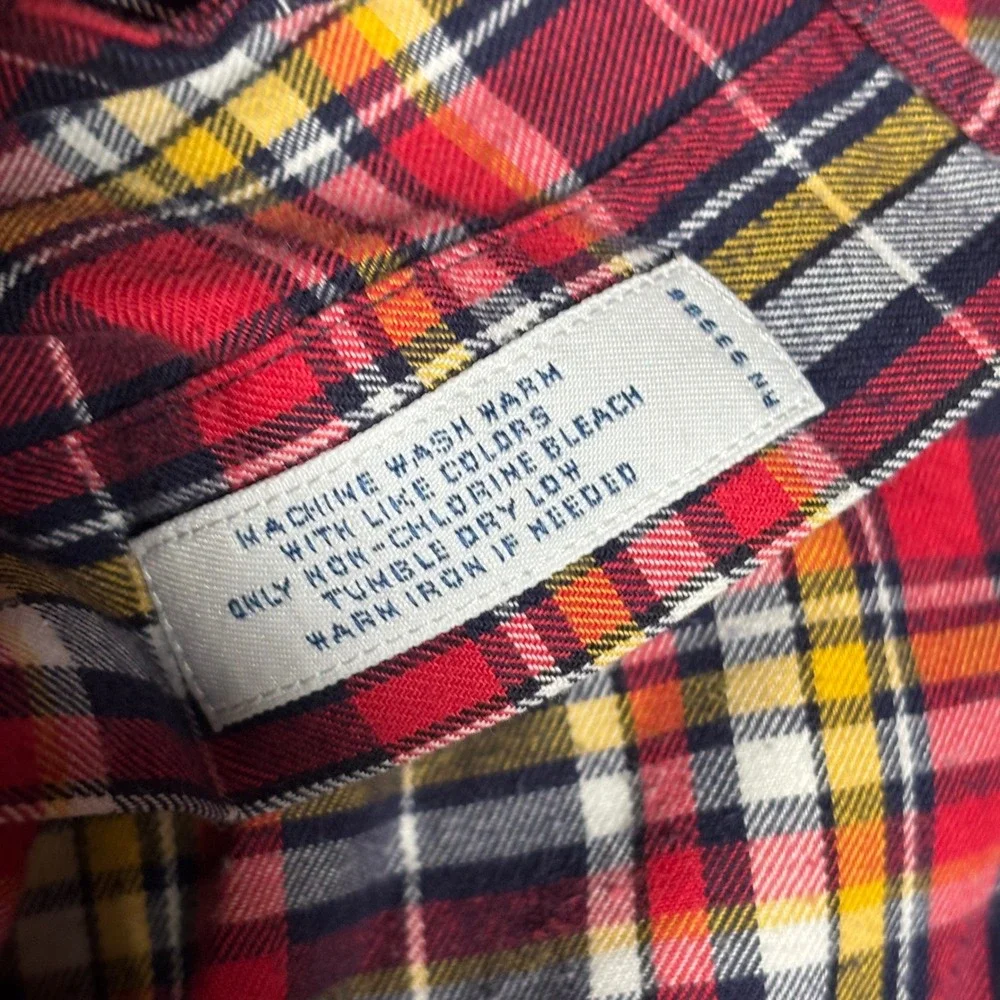 Brooks Brothers Button Down Shirt Mens XL Red Plaid Slim Fit Cotton Polo Shirt